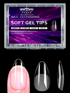 Tips Medium Almond Soft Gel Sunny
