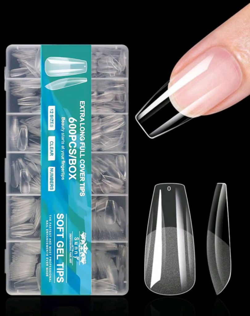 Tips Medium Coffin Soft Gel Sunny - 600 pz