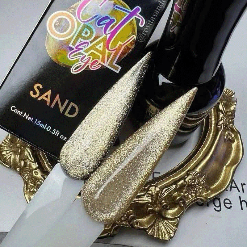 Gel Cat Eye Opal Sand Fantasy Nails