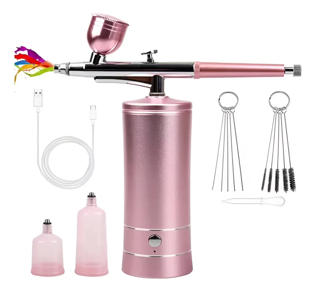 Aerógrafo Portatil Recargable Rosa